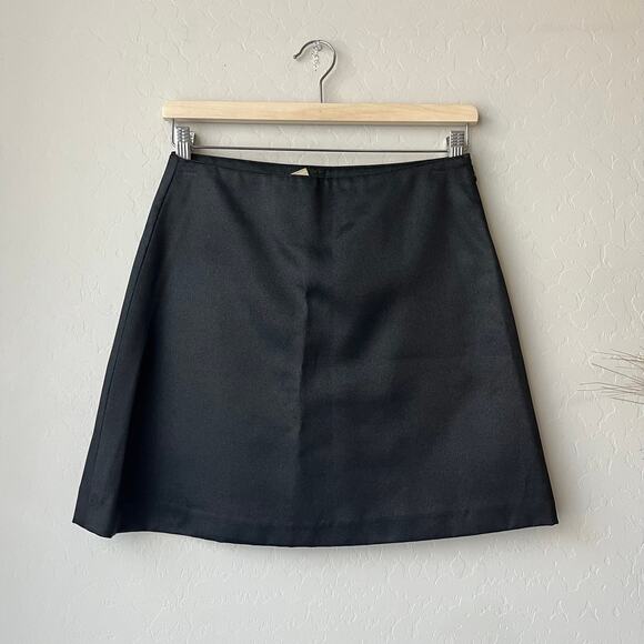 A.P.C. Solid Black Satin A-Line Mini Skirt Titan Women’s Size Medium